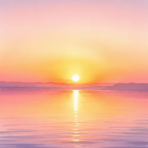 Beautiful Sunrise Watercolor Painting | Tranquil Landscape Art