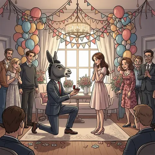 Unique Donkey Mask Proposal at Festive Celebration