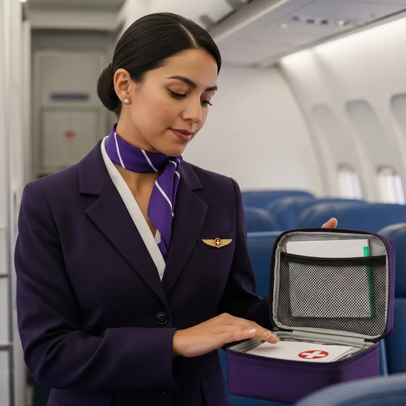 Volaris Flight Attendant Administering First Aid