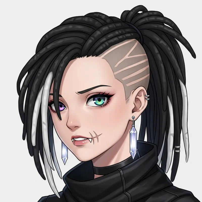 Captivating Anime Girl with Unique Dreadlocks Hairstyle