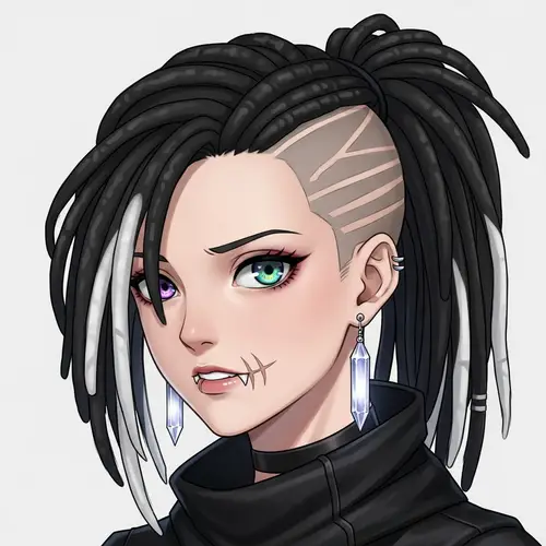 Black Dreadlocks Anime Girl with Captivating Eyes