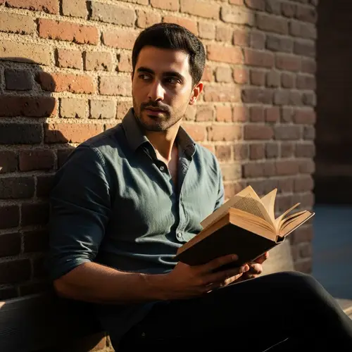 Middle Eastern Man Portrait | Casual Clothes & Book