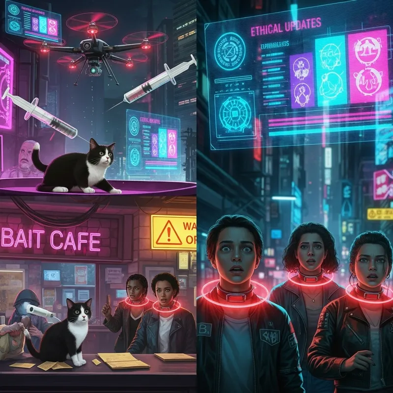 Cyberpunk Cat Café Chaos: A Futuristic Cityscape Cyberpunk Cat Café Chaos: A Futuristic Cityscape