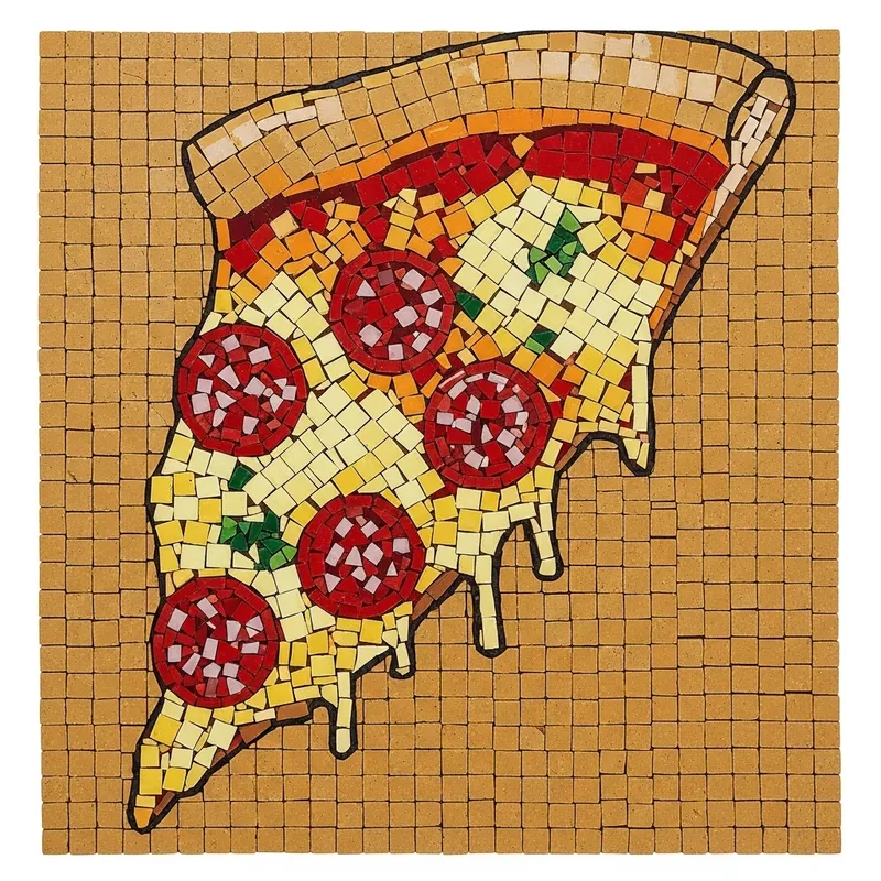 Create a 30x30 cm Pizza Slice Mosaic Art with 5 Colors