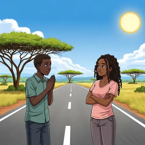 Apology in African Savannah: Black Boy and Girl