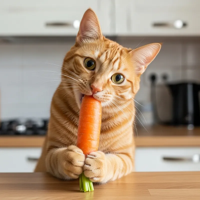 Cat Eating Carrot | Domestic Harmony Scene