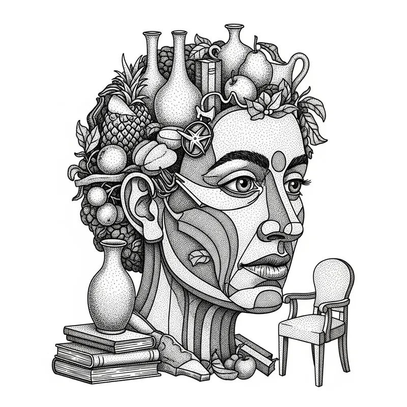 Create a Person's Face Graphic Illusion with Objects | Optical Art