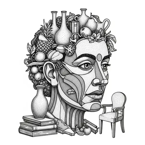 3D Graphic Illusion of a Face with Objects | Optical Illusion Art