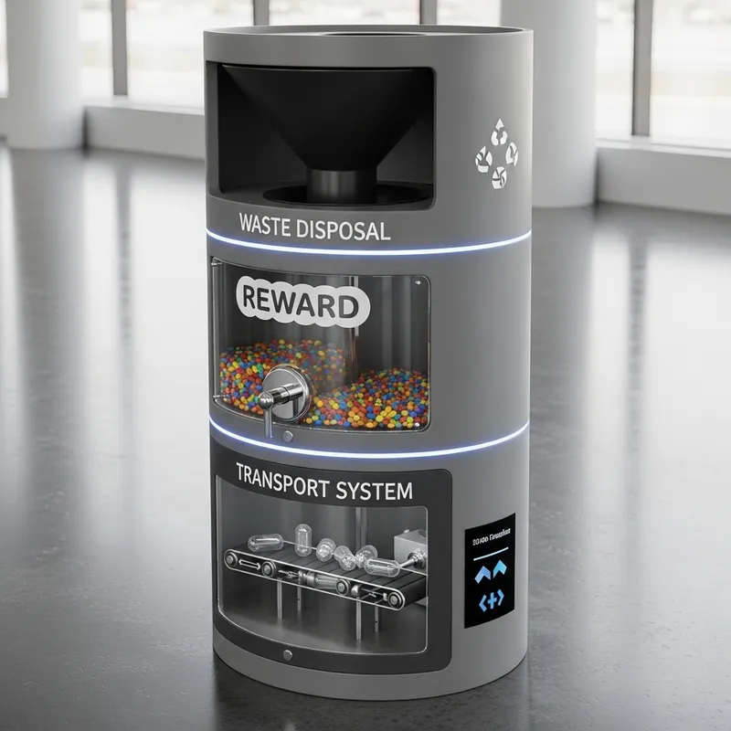 Innovative Waste Bin with Sortation System and Snack Incentive
