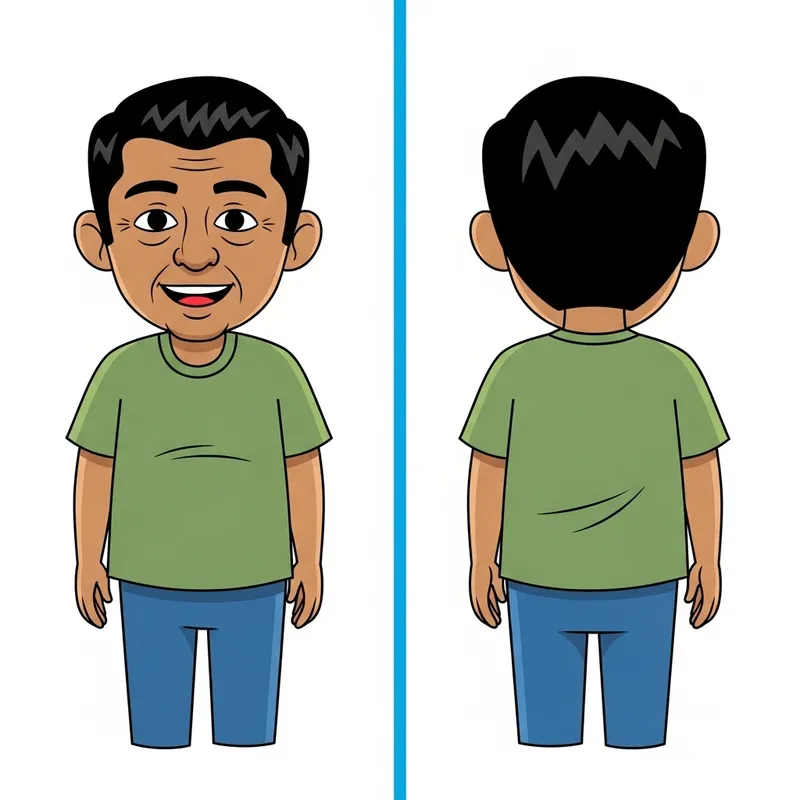 Happy South Asian Man Cartoon Character in Dual Frames