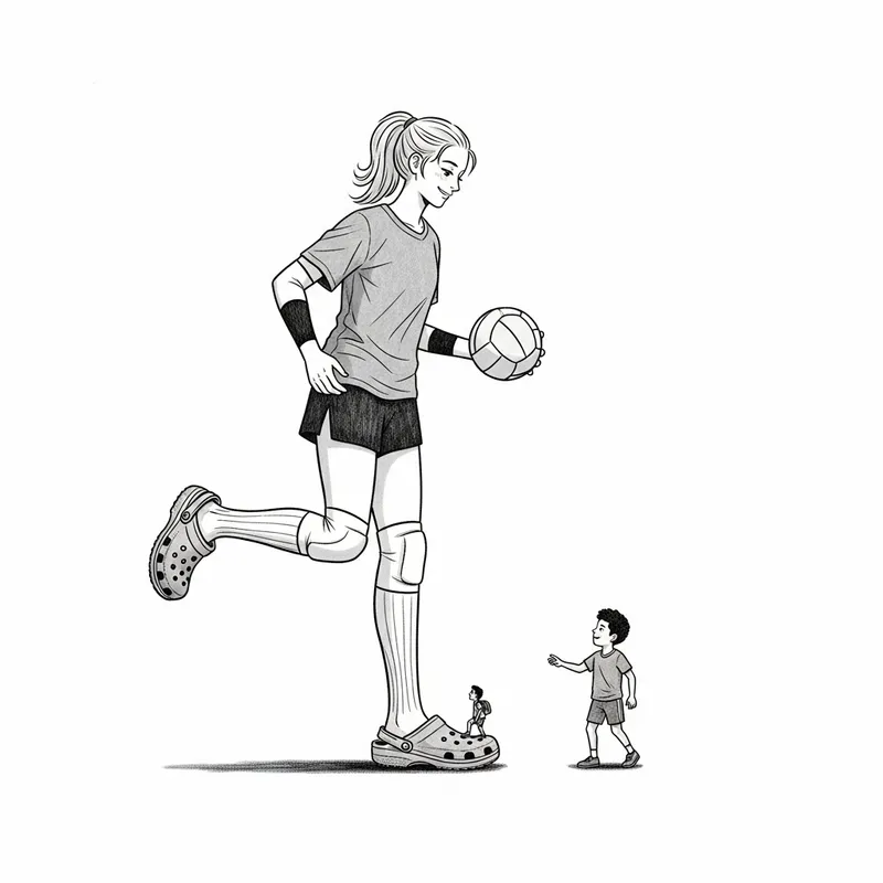 Captivating Illustration: Towering Girl and Tiny Boy in Contrast