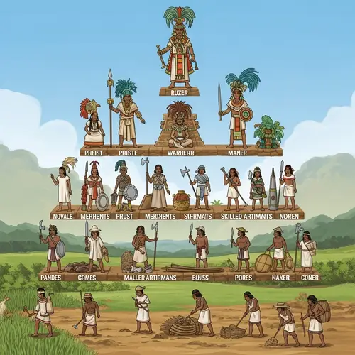 Ancient Mayan Social Hierarchy Illustration