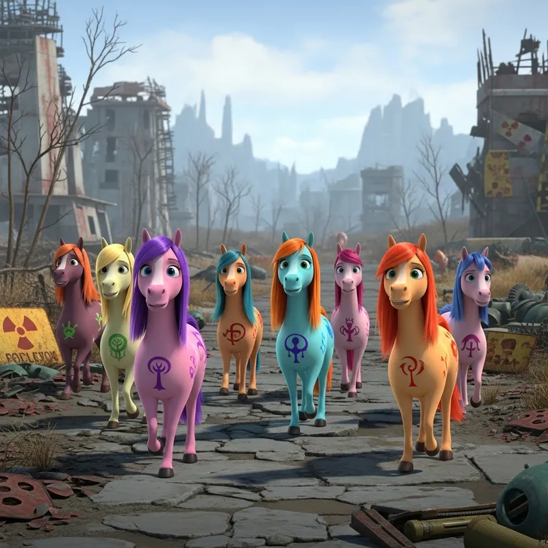 Colorful My Little Pony in Post-Apocalyptic Universe