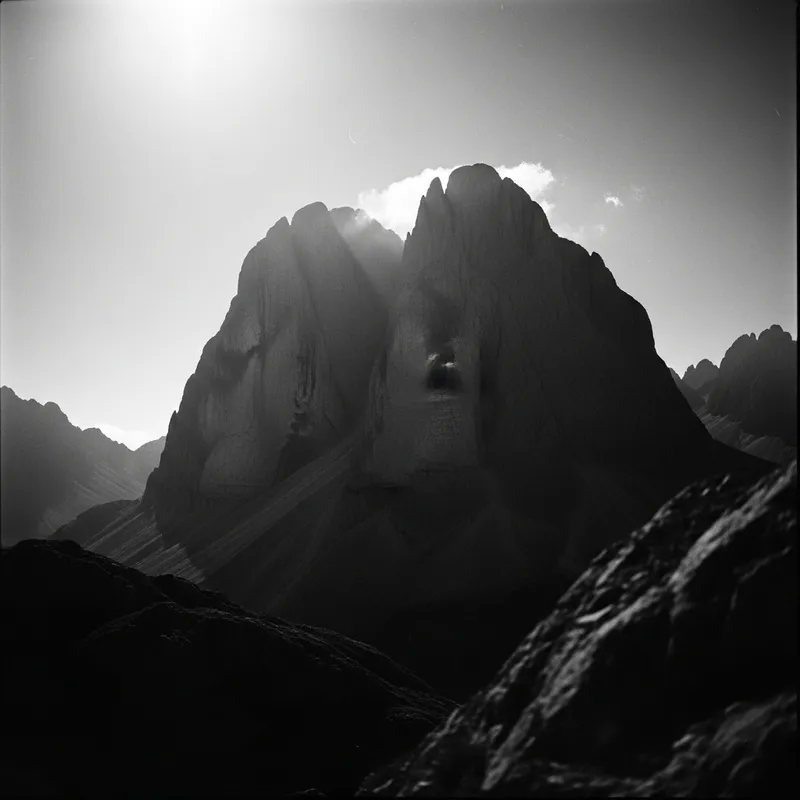 Vintage Black and White Mountain Landscape