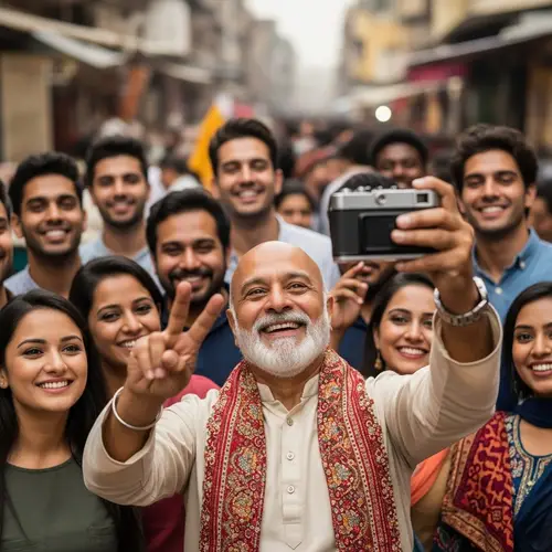 Diverse Indian Market Selfie - Cultural Celebration Snapshot