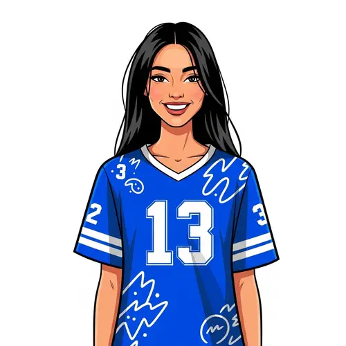 Cartoon Model in Vibrant Jersey | Fashion & Sports