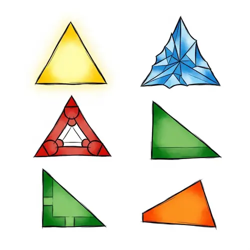 Five Triangle Drawings: Geometric Art Collection