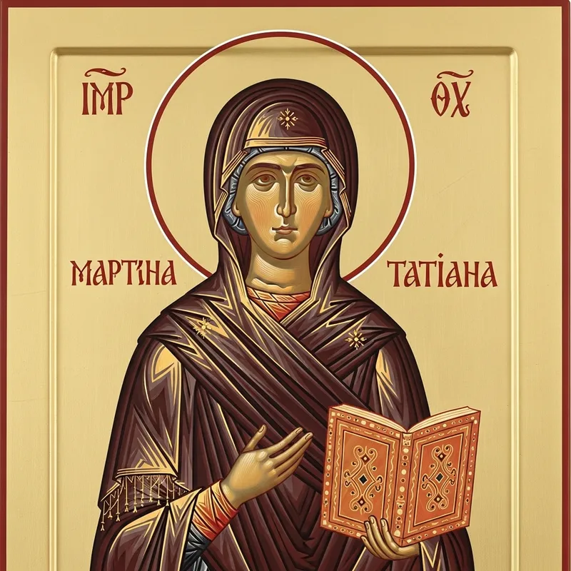 Holy Martyr Tatiana Icon in Monochromatic Style