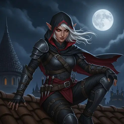 Middle-Eastern Woman on Rooftop with Stark-White Hair and Mismatched Eyes