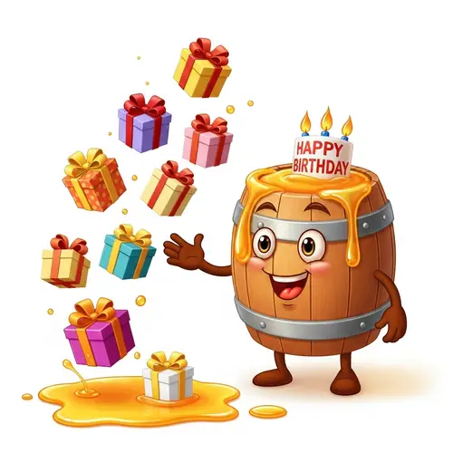 Whimsical Birthday Celebration with Anthropomorphic Honey Barrel