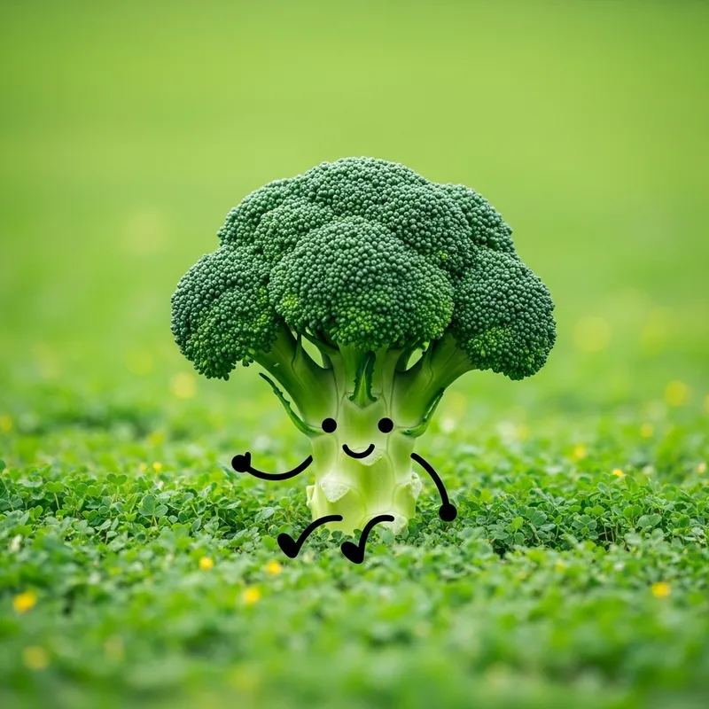 Adorable Broccoli Character with Decorative Black Lines