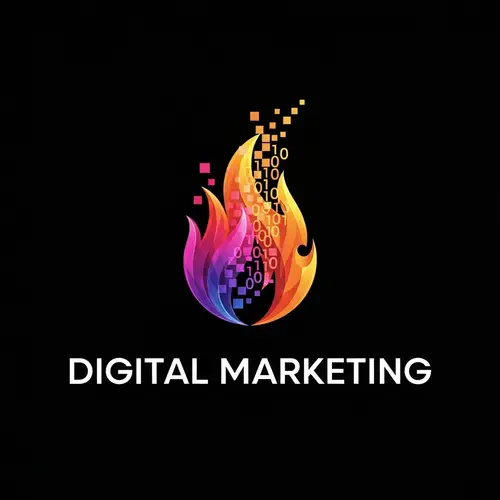 Innovative Digital Marketing Logo Design with Fire Element