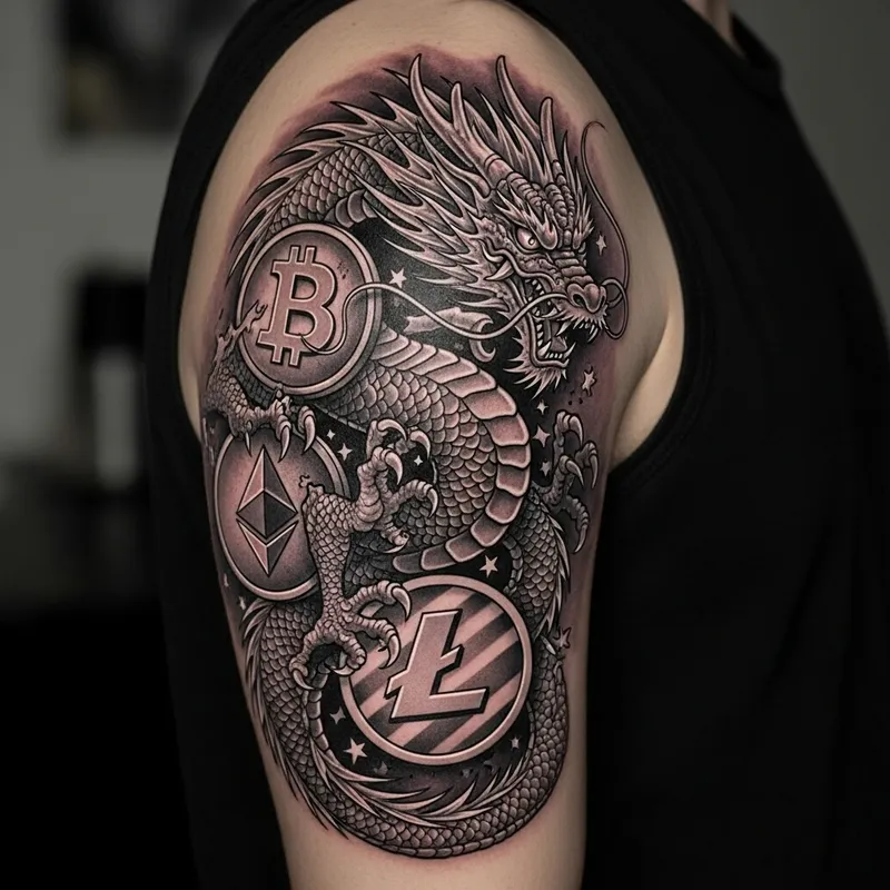 Deltoid Tattoo: Crypto Dragon Design Inspiration