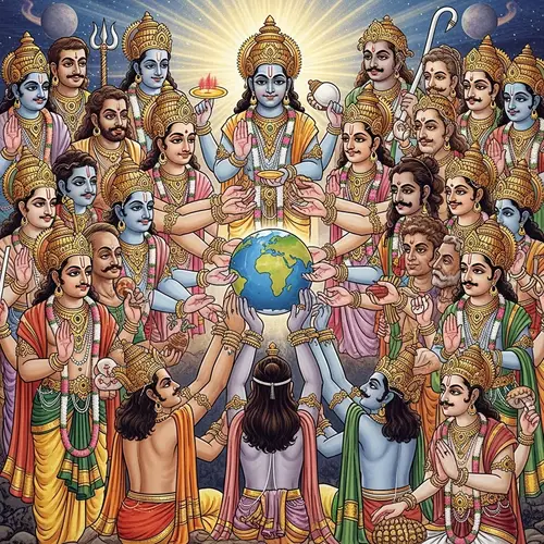 Indian Gods Holding Up Earth: Vivid Artistic Representation