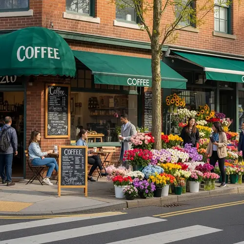 Coffee Shop & Flower Shop Intersection | Outdoor Coffee & Flowers