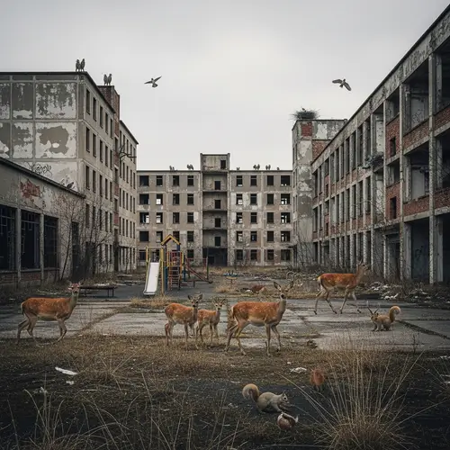 Wildlife in Urban Decay: Captivating Photograph