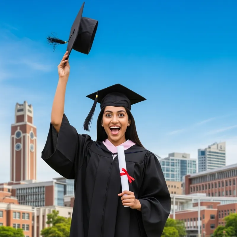 Elegant Graduated Woman Full of Joy