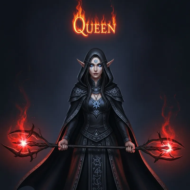 Fantasy Elven Mage Character with Mystical Staff and Star Amulet