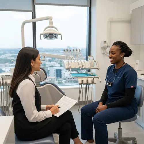 Professional Dental Interview in Modern Office Setting