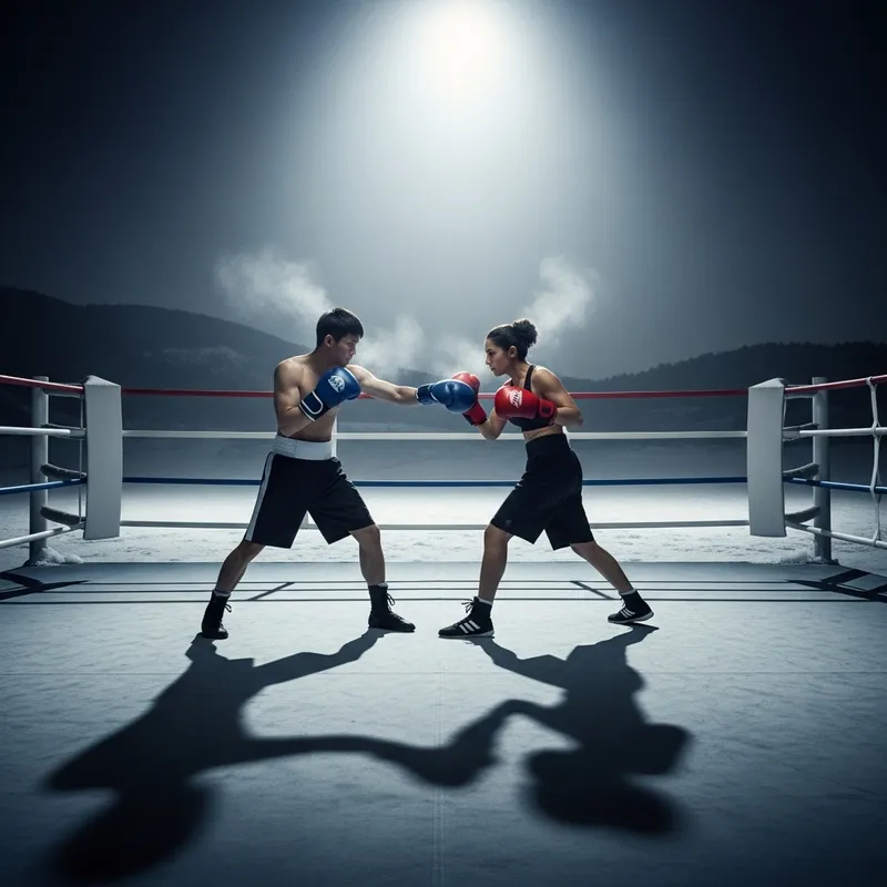Epic Boxing Match in Snowy Landscape