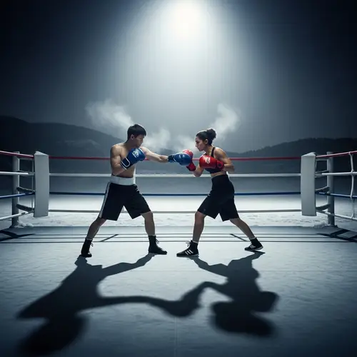 Epic Boxing Match in Snowy Landscape