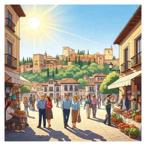 Sunny Watercolor of Granada - A Vibrant Scene