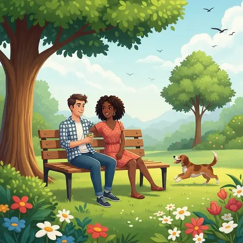 Heartwarming Scene of Diverse Friends in Tranquil Park