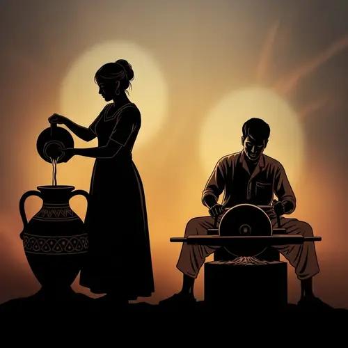 Silhouette of Labor: Women and Men in Harmony