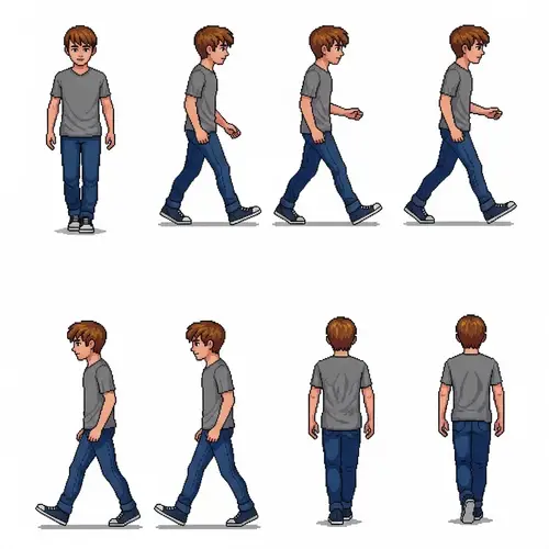 Teen Male Pixel Art Spritesheet for Walking Animation