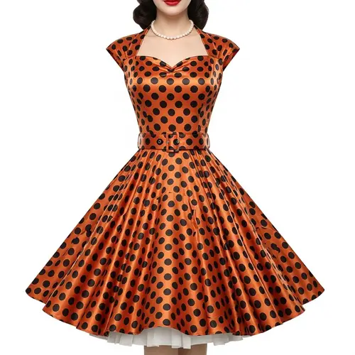 Chic 1950s Pin-Up Dress with Polka Dots