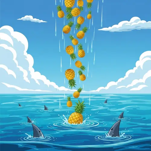Vibrant Cartoon Image of Peculiar Pineapple Storm in Nature