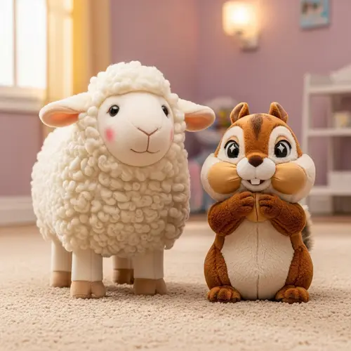 Plush Toy Sheep and Chipmunk Image - Kids' Playroom Decor