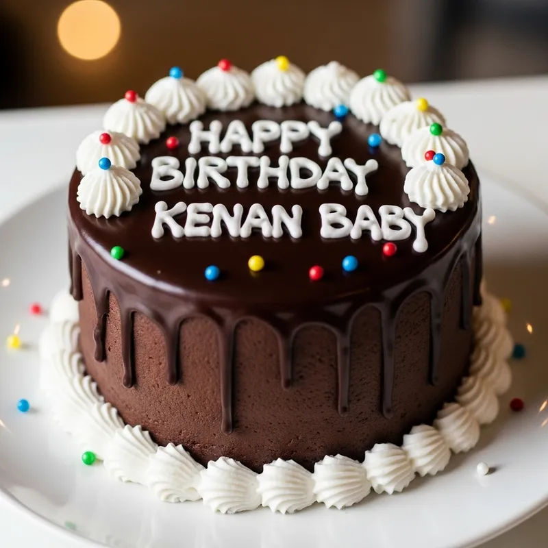 Mini Chocolate Cake with Happy Birthday Kenan Baby Frosting