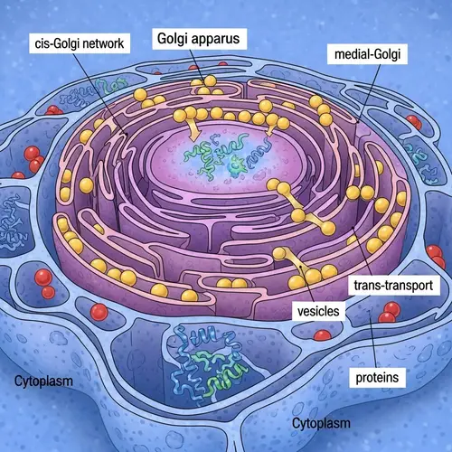 Vibrant Golgi Apparatus Illustration in Digital Art