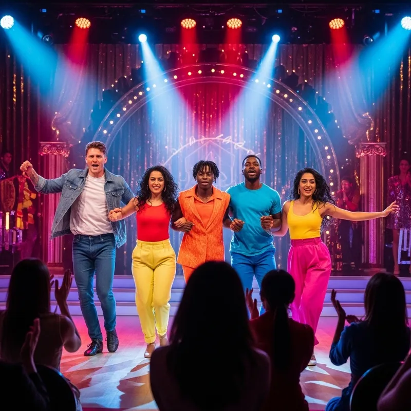 Vibrant Dance Scene with Energetic Performers