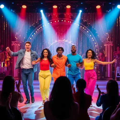 Vibrant Multiracial Dance Scene with Energetic Performers