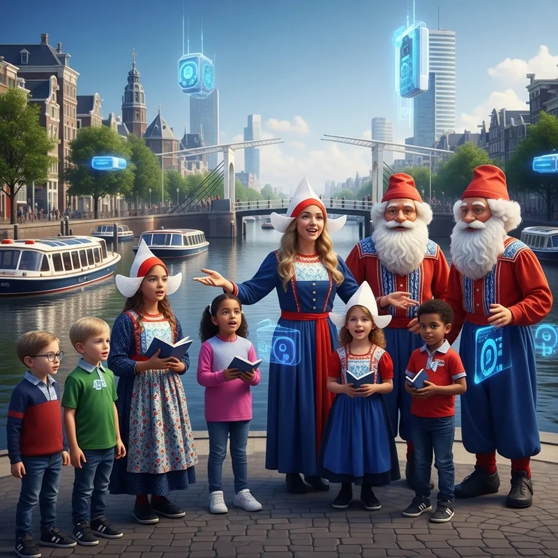Dutch Children Singing Songs with Sinterklaas in 22nd Century Amsterdam