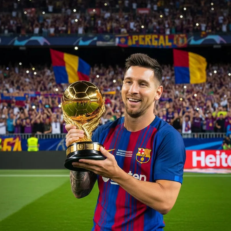 Illustration of Messi's 8th Ballon D'or Victory Celebration Illustration of Messi's 8th Ballon D'or Victory Celebration