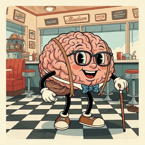 Brain Retro Vintage Mascot Design | Nostalgic Charm