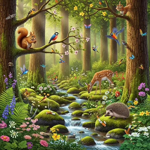 Cute Wildlife in Lush Forest with Cigarette Litter